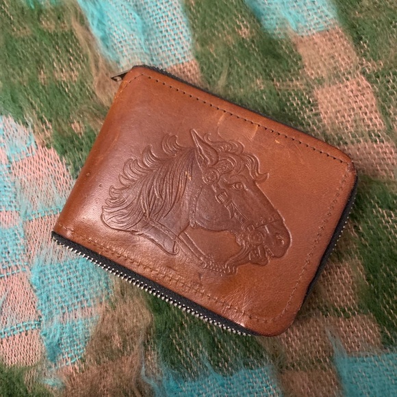 Vintage Leather Tooled Horse Face Wallet - Picture 2 of 10